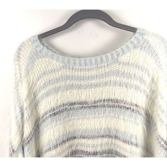 5. Arizona Jean Co Womens Sweater White Gray 2X Acrylic Striped Drop Shoulder - Picture 4 of 12